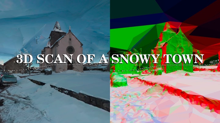 3D scan of a snowy town